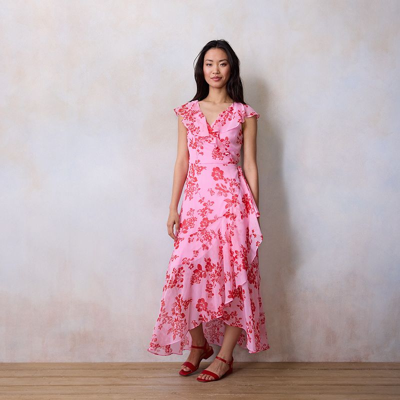 lauren conrad halter maxi dress Petite LC Flutter Ruffle Wrap Montessori schule