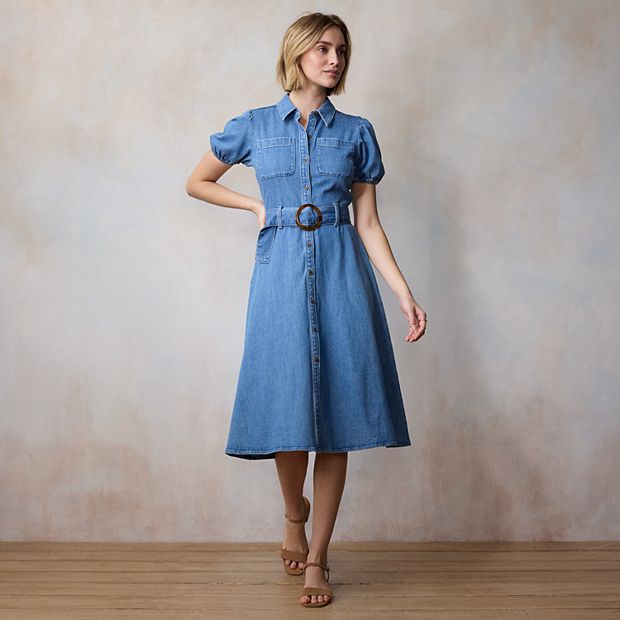 white christmas dresses DENIM SHIRT DRESS – LondonEE & Co