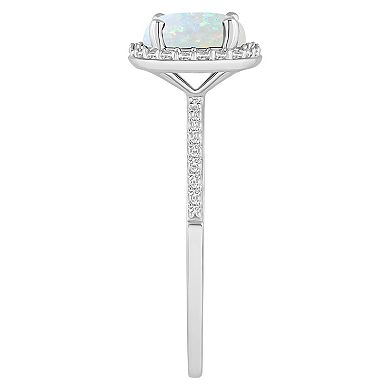 Celebration Gems 10k White Gold Round Lab-Created Gemstone Halo Ring