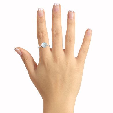 Celebration Gems 10k White Gold Round Lab-Created Gemstone Halo Ring