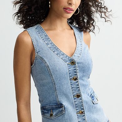 Women's bebe Denim Tailored Button Vest