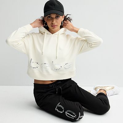Women's bebe Embellished Cropped Hoodie