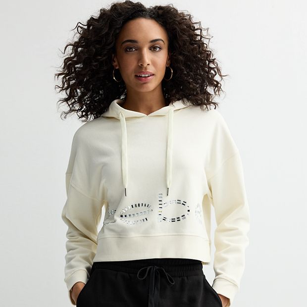トップス bebe Women's bebe Embellished Cropped Hoodie