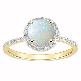Celebration Gems 10k Gold Round Lab-Created Gemstone Halo Ring