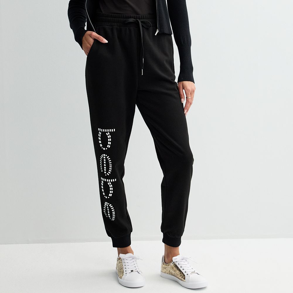 Rhinestone Side Stripe Crinkle Joggers