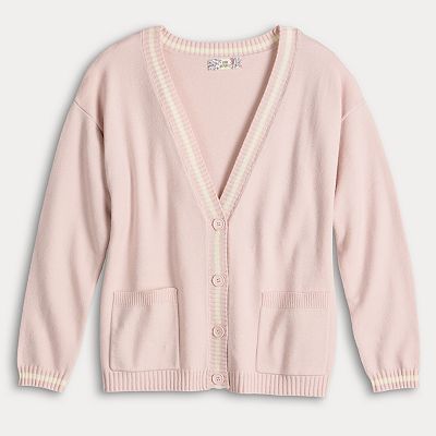 Juniors' Pink Republic Button-Front Cardigan
