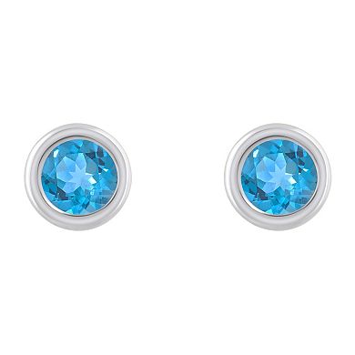 Celebration Gems 10k White Gold 3 mm Round Gemstone Stud Earrings