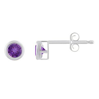 Celebration Gems 10k White Gold 3 mm Round Gemstone Stud Earrings