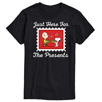 Men's Peanuts Just Here For The Presents Graphic Tee