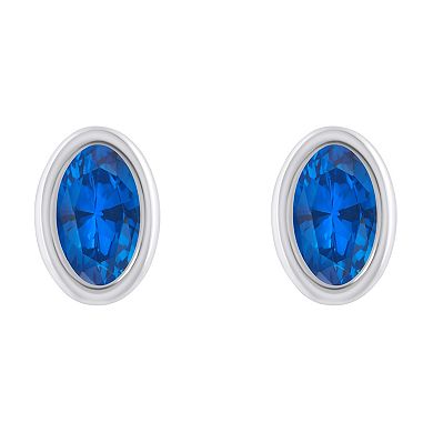 Celebration Gems 10k White Gold Oval Lab-Created Gemstone Stud Earrings
