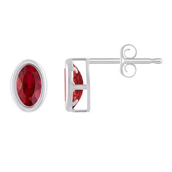 Celebration Gems 10k White Gold Oval Lab-Created Gemstone Stud Earrings