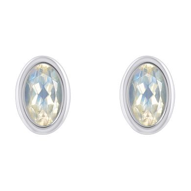 Celebration Gems 10k White Gold Oval Gemstone Stud Earrings