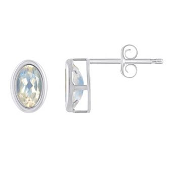 Celebration Gems 10k White Gold Oval Gemstone Stud Earrings