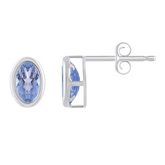 Celebration Gems 10k White Gold Oval Gemstone Stud Earrings