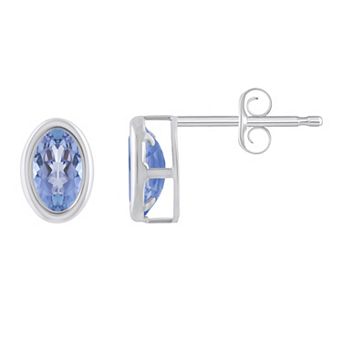 Celebration Gems 10k White Gold Oval Gemstone Stud Earrings