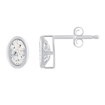Celebration Gems 10k White Gold Oval Gemstone Stud Earrings