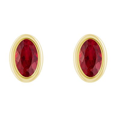 Celebration Gems 10k Gold Oval Lab-Created Gemstone Stud Earrings