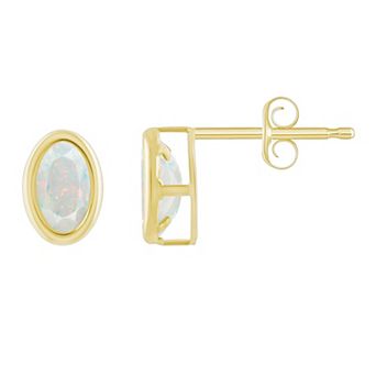 Celebration Gems 10k Gold Oval Lab-Created Gemstone Stud Earrings