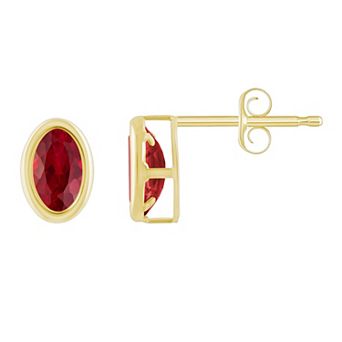 Celebration Gems 10k Gold Oval Lab-Created Gemstone Stud Earrings