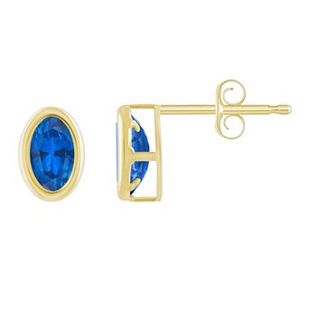 Celebration Gems 10k Gold Oval Lab-Created Gemstone Stud Earrings