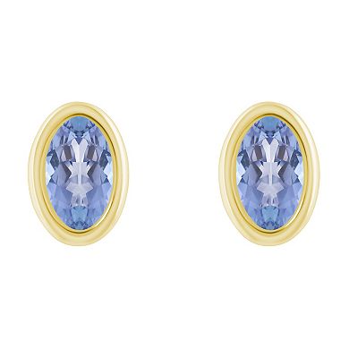 Celebration Gems 10k Gold Oval Gemstone Stud Earrings