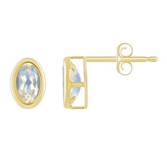 Celebration Gems 10k Gold Oval Gemstone Stud Earrings