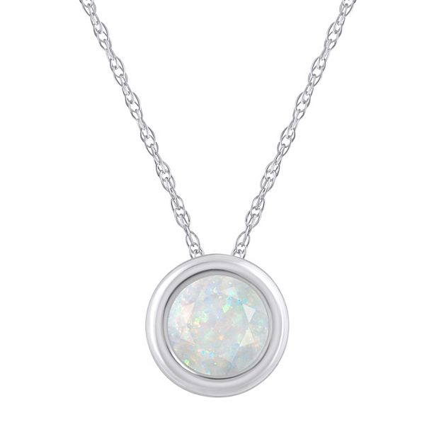 Celebration Gems 10k Gold 5 mm Round Lab Created Opal Pendant Necklace