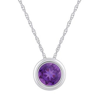 Celebration Gems 10k White Gold 5 mm Round Gemstone Pendant Necklace
