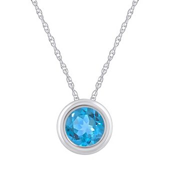 Celebration Gems 10k White Gold 5 mm Round Gemstone Pendant Necklace
