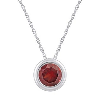 Celebration Gems 10k White Gold 5 mm Round Gemstone Pendant Necklace