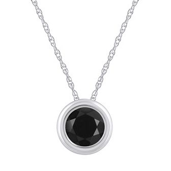 Celebration Gems 10k White Gold 5 mm Round Gemstone Pendant Necklace