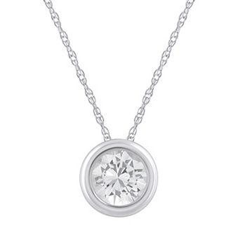 Celebration Gems 10k White Gold 5 mm Round Gemstone Pendant Necklace