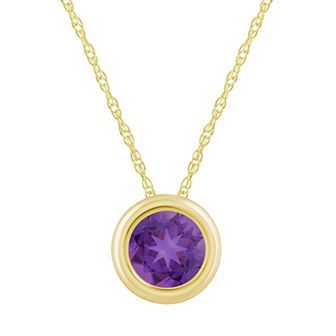 Celebration Gems 10k Gold 5 mm Round Gemstone Pendant Necklace