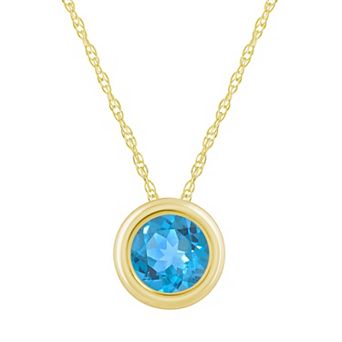 Celebration Gems 10k Gold 5 mm Round Gemstone Pendant Necklace
