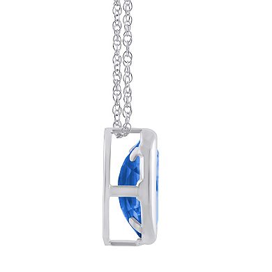 Celebration Gems 10k White Gold Oval Lab-Created Gemstone Pendant Necklace