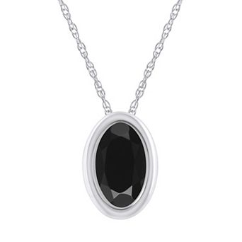 Celebration Gems 10k White Gold Oval Gemstone Pendant Necklace