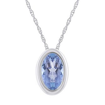 Celebration Gems 10k White Gold Oval Gemstone Pendant Necklace