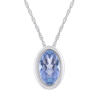 Celebration Gems 10k White Gold Oval Gemstone Pendant Necklace