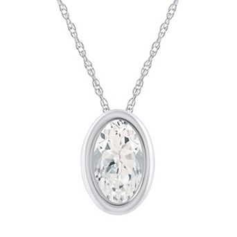 Celebration Gems 10k White Gold Oval Gemstone Pendant Necklace