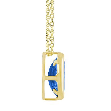 Celebration Gems 10k Gold Oval Lab-Created Gemstone Pendant Necklace