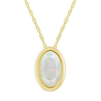 Celebration Gems 10k Gold Oval Lab-Created Gemstone Pendant Necklace