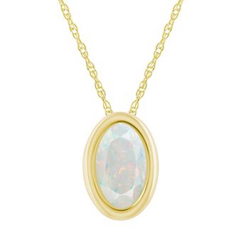 Celebration Gems 10k Gold Oval Lab-Created Gemstone Pendant Necklace