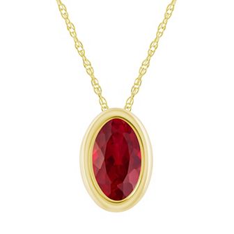Celebration Gems 10k Gold Oval Lab-Created Gemstone Pendant Necklace