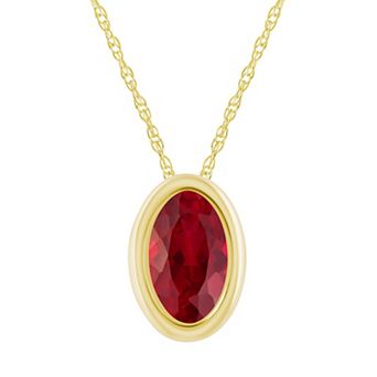 Celebration Gems 10k Gold Oval Lab-Created Gemstone Pendant Necklace