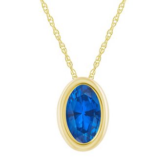 Celebration Gems 10k Gold Oval Lab-Created Gemstone Pendant Necklace