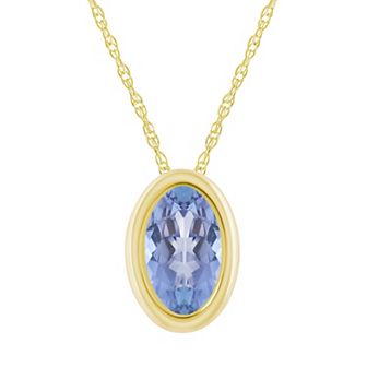 Celebration Gems 10k Gold Oval Gemstone Pendant Necklace