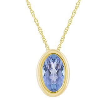 Celebration Gems 10k Gold Oval Gemstone Pendant Necklace