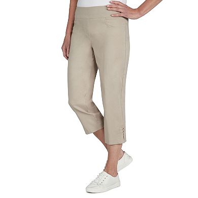 Hearts Of Palm Women's Essentials Solid Pull-on Capri Pants With Detailed Split Hem