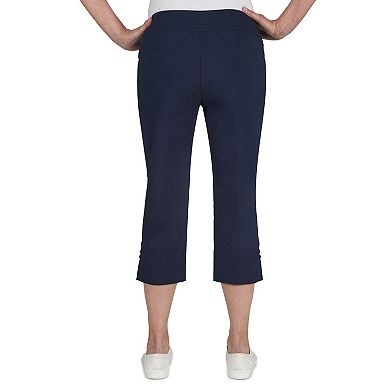 Hearts Of Palm Women's Essentials Solid Pull-on Capri Pants With Detailed Split Hem