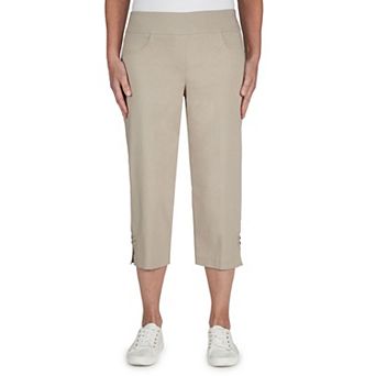 Hearts Of Palm Women's Essentials Solid Pull-on Capri Pants With Detailed Split Hem